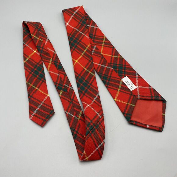 Made in Scotland Tie BRUCE Tartan Clan Red Green Plaid 100% New Wool 57x3.5" - Picture 4 of 6